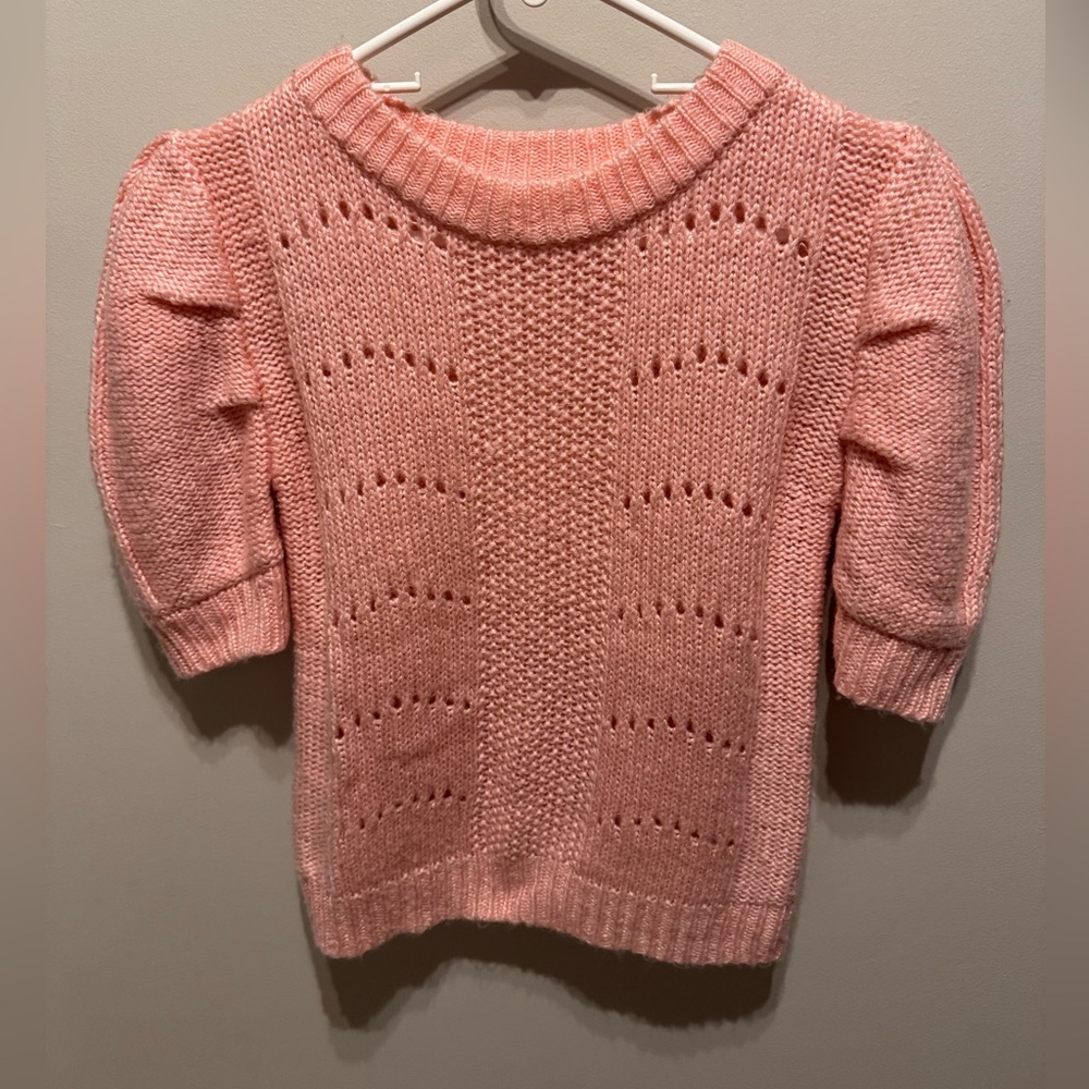 Anthropologie English Factory Pink Knit Puff Sleeve Sweater XS - Picture 2 of 6